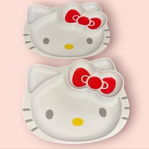 Two Hello Kitty Melamine Plate Special Edition 11x8.5” White Vintage